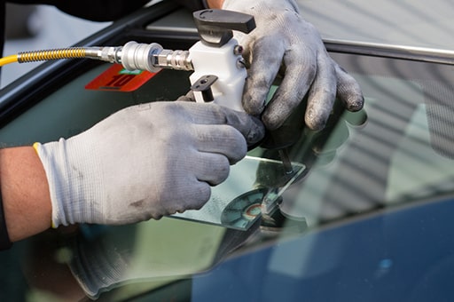 Close-up view of repair process