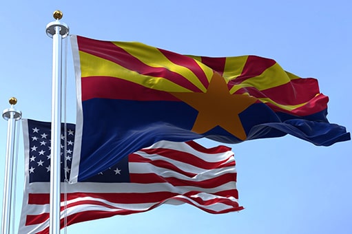 Arizona and American flags