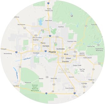 Mobile service map of Phoenix, AZ
