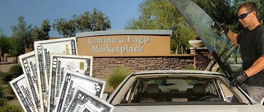 Technician fixing glass on Camino A Lago street