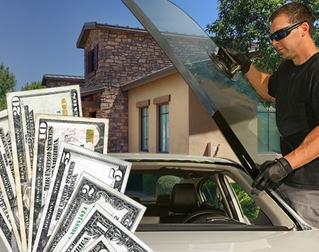 Technician fixing glass on Canyon Trails street