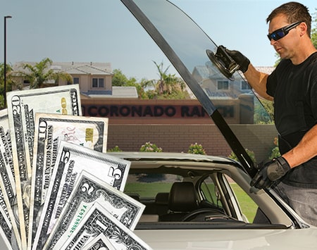 Technician fixing glass on Coronado Ranch street