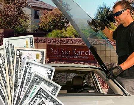 Technician fixing glass on Del Rio Ranch street