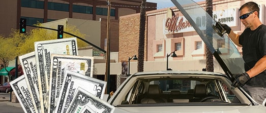 Technician fixing glass on Downtown Mesa street