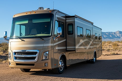 Gold luxury class A motorhome