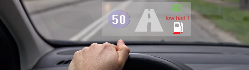 Head-up display showing low fuel