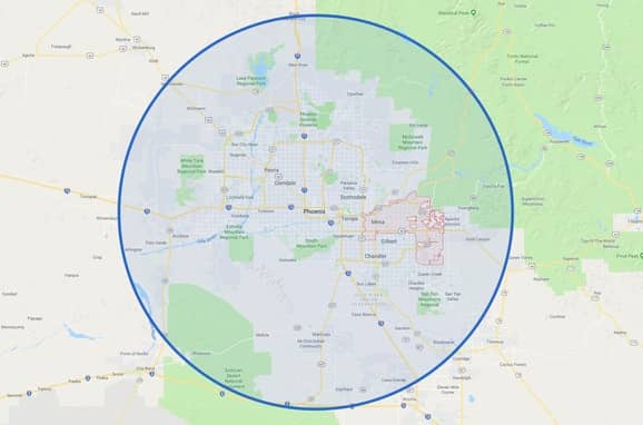 Mesa service area map