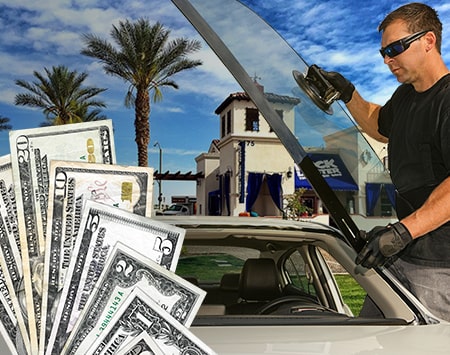 Technician fixing glass on Ocotillo street