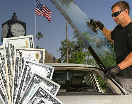 Technician fixing glass on Old Towne District street