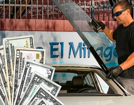 Technician fixing glass on Rancho el Mirage street