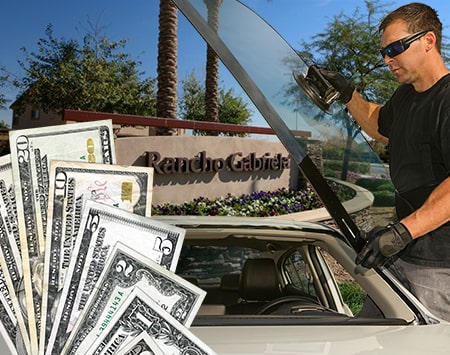 Technician fixing glass on Rancho Gabriela street