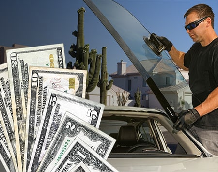 Technician fixing glass on Apache Junction street