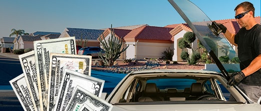 Technician fixing glass on Casa Grande street mobile
