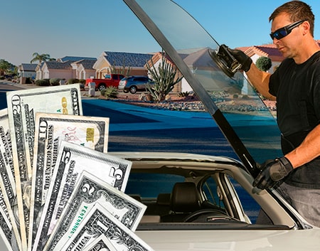 Technician fixing glass on Casa Grande street