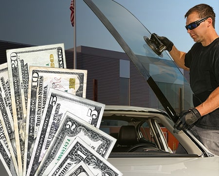 Technician fixing glass on El Mirage street