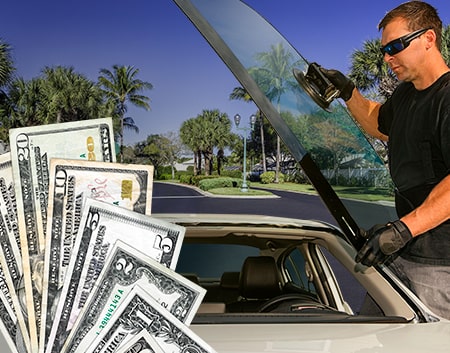 Technician fixing glass on Gila Bend street