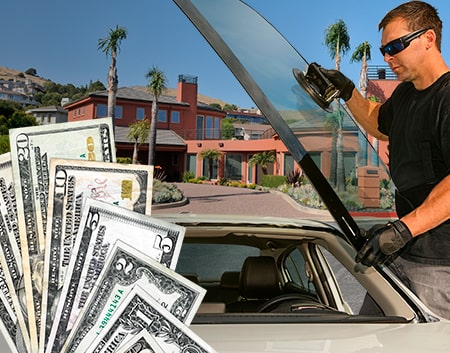 Technician fixing glass on Maricopa street