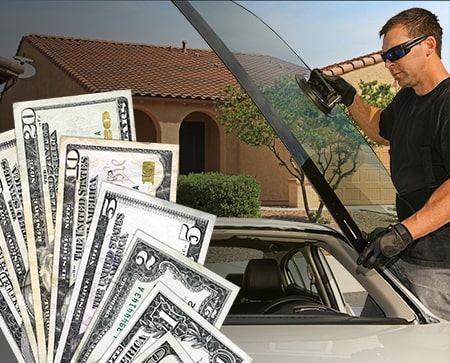 Technician fixing glass on Mesa street