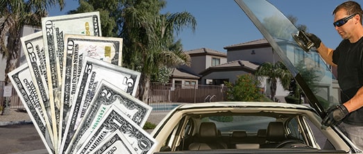 Technician fixing glass on San Tan Valley street mobile
