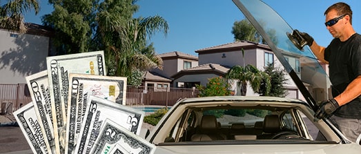Technician fixing glass on San Tan Valley street