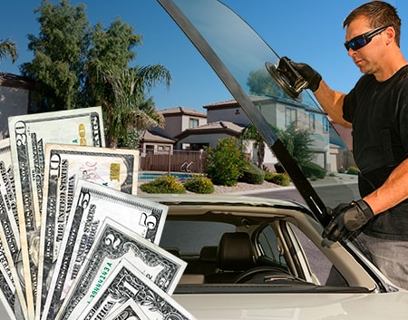 Technician fixing glass on San Tan Valley street