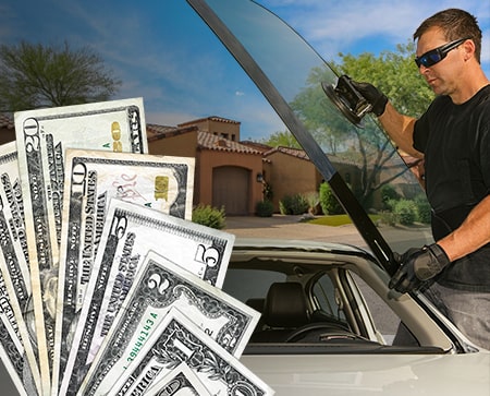 Technician fixing glass on Scottsdale street