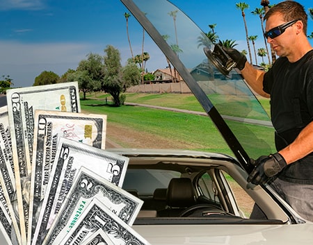 Technician fixing glass on Wickenburg street