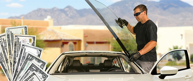 Technician fixing glass on Phoenix street