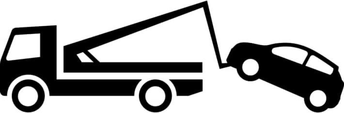 Illustration of tow truck towing car