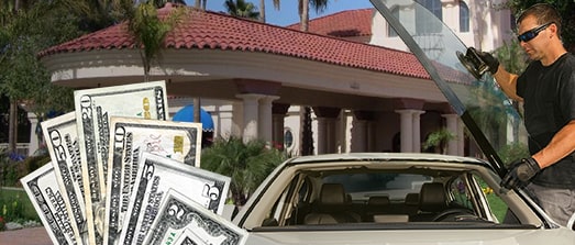 Technician fixing glass on Val Vista Lakes street