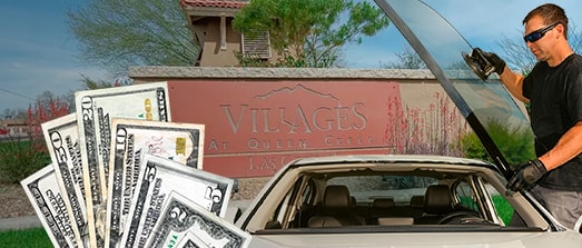 Technician fixing glass on Villages at Queen Creek street